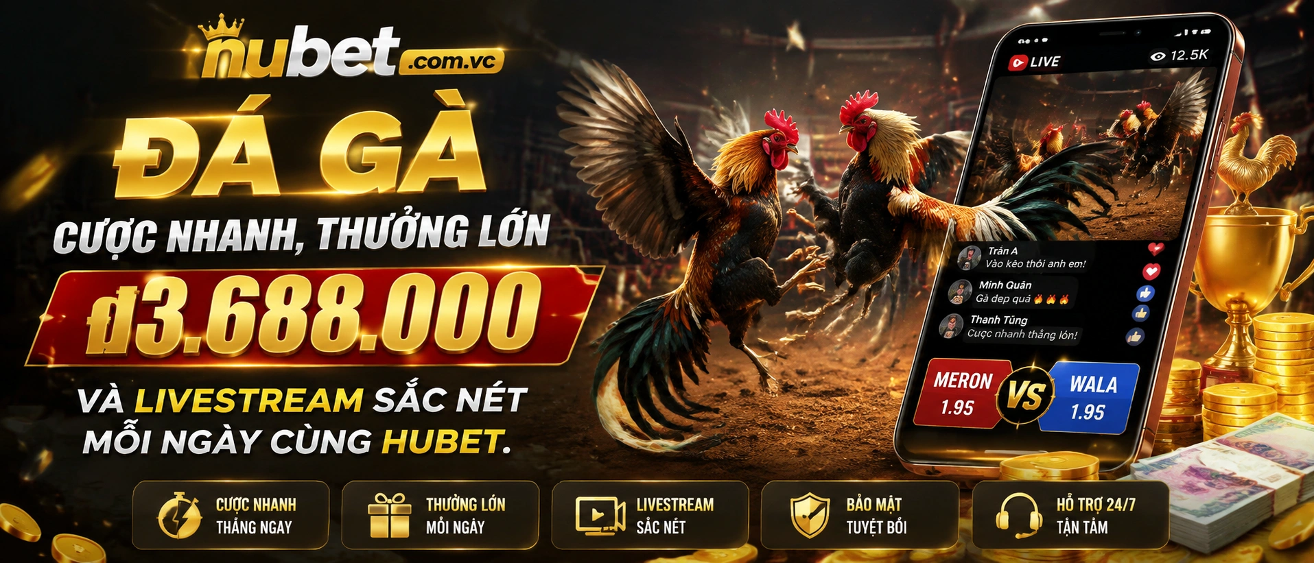 Đá Gà trực tiếp tại hubet.com.vc