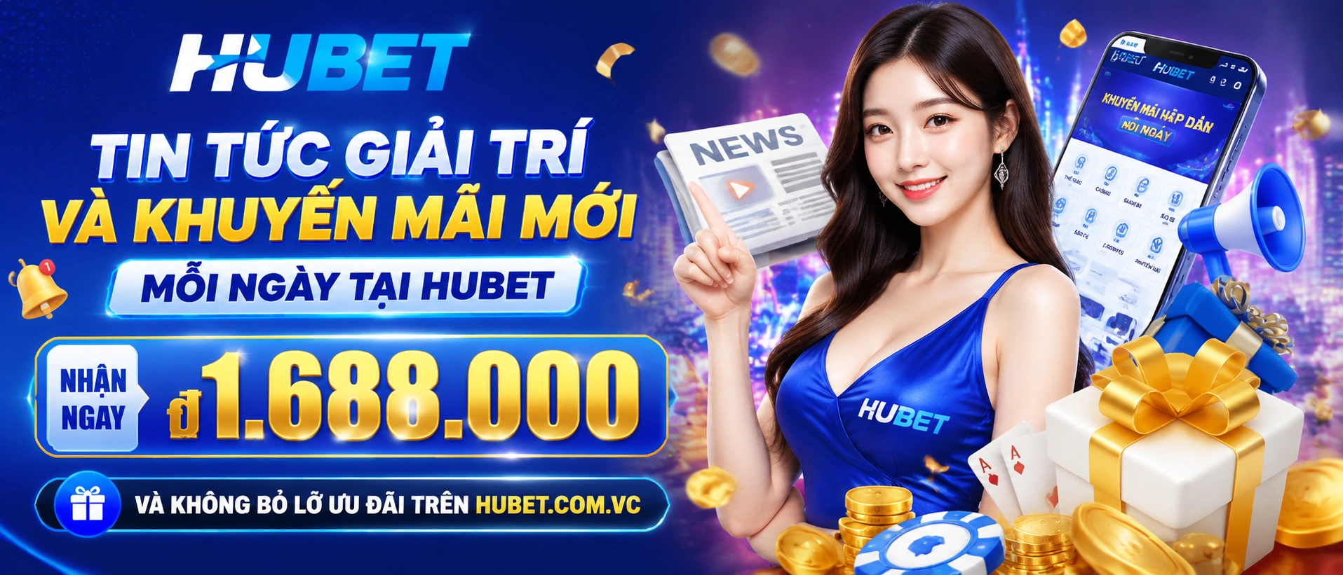 Các mục tin nổi bật của HUBET về cập nhật trò chơi, sự kiện và ưu đãi được trình bày theo thẻ